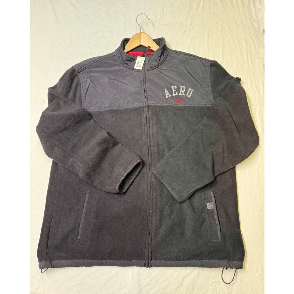 Aeropostale NY Men’s fleece jacket full zipper size XXL color black crewneck NWT
